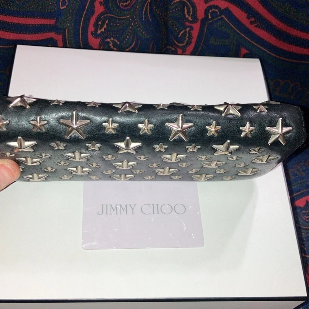 Jimmy Choo Black Long Wallet with Silver Stars with COA